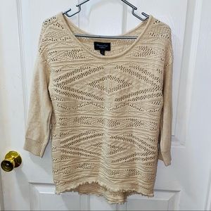 American Eagle | Chrochet Knit 100% cotton | 3/4 sleeve sweater